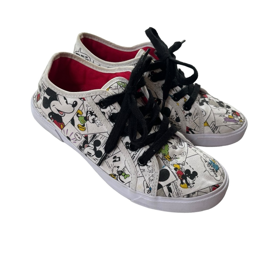 Disney Mickey Mouse Women Sz 6 White Comic Strips Low Top Lace Up Sneakers Shoes